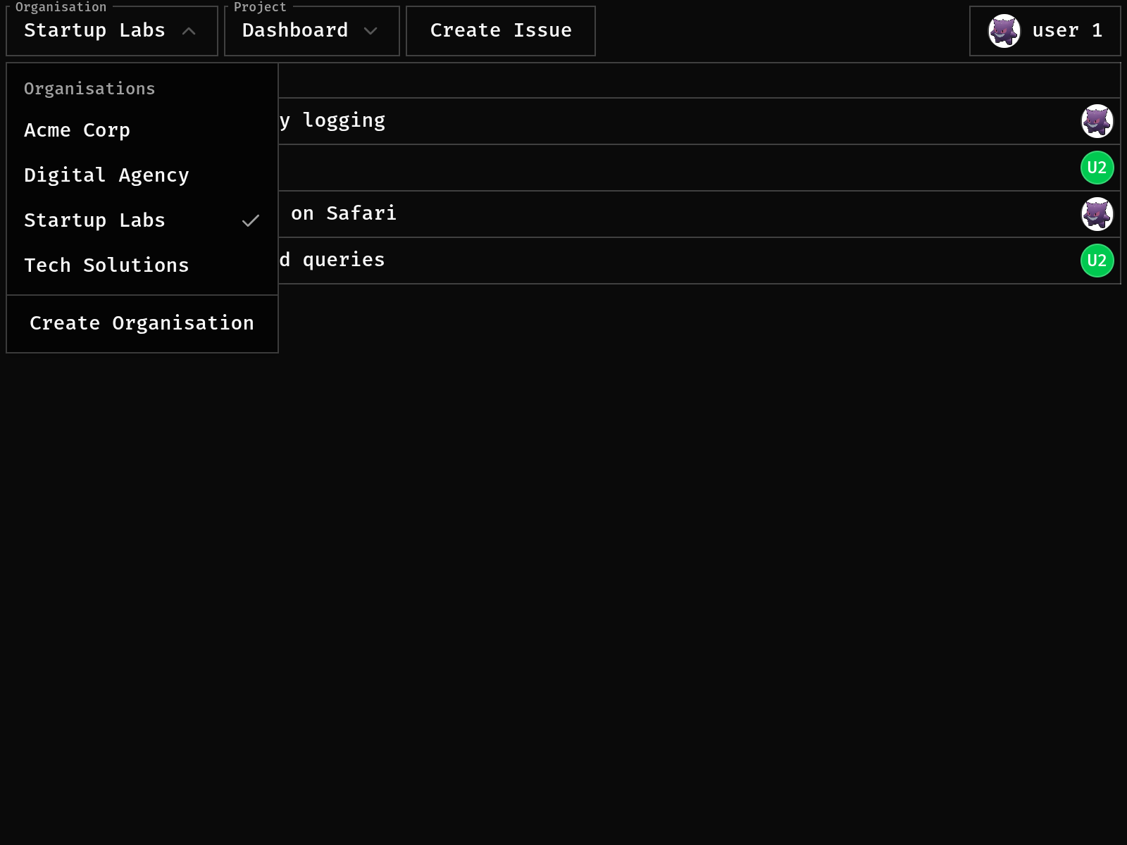 Organisation and project selection